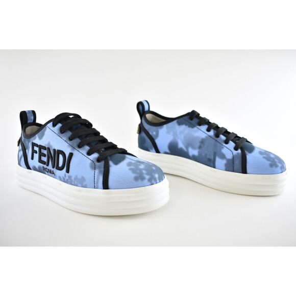 Fendi Rise Tie Dye Blue Black White Platform Logo Low Top Trainer Sneaker 39 - Picture 4 of 12